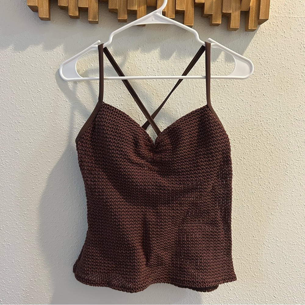 Victoria’s secret brown crochet knit tankini top 36A - Picture 2 of 8